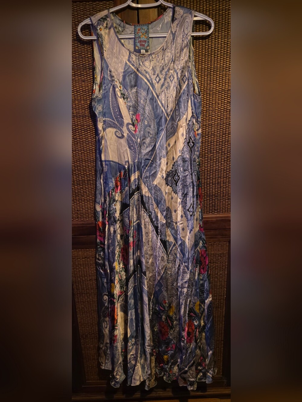 Johnny Was Med Multicolor Patchwork Floral Maxi Dress Blue and Green 21ptp - Picture 4 of 6